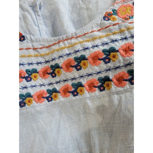 C&C California Womens Linen Floral Embroidered Sleeveless‎ Shift Dress Size S - Picture 10 of 12
